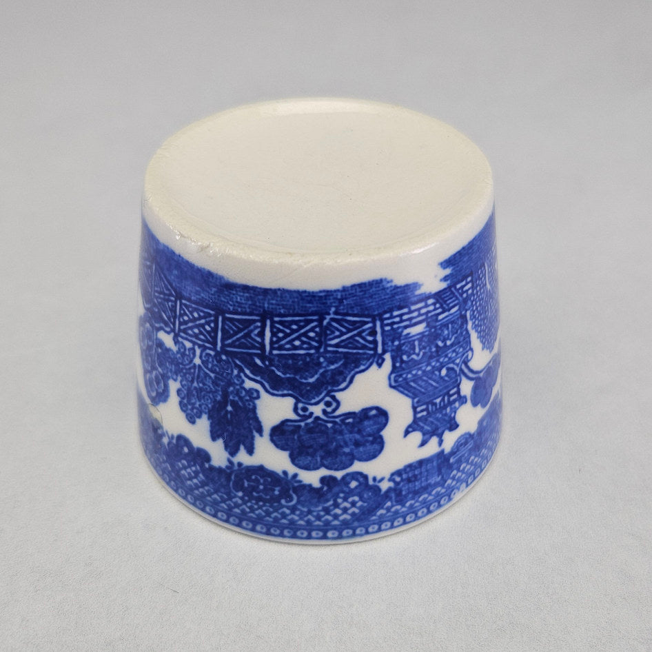 Blue and White Willow-Style Ceramic Toothpick Holder