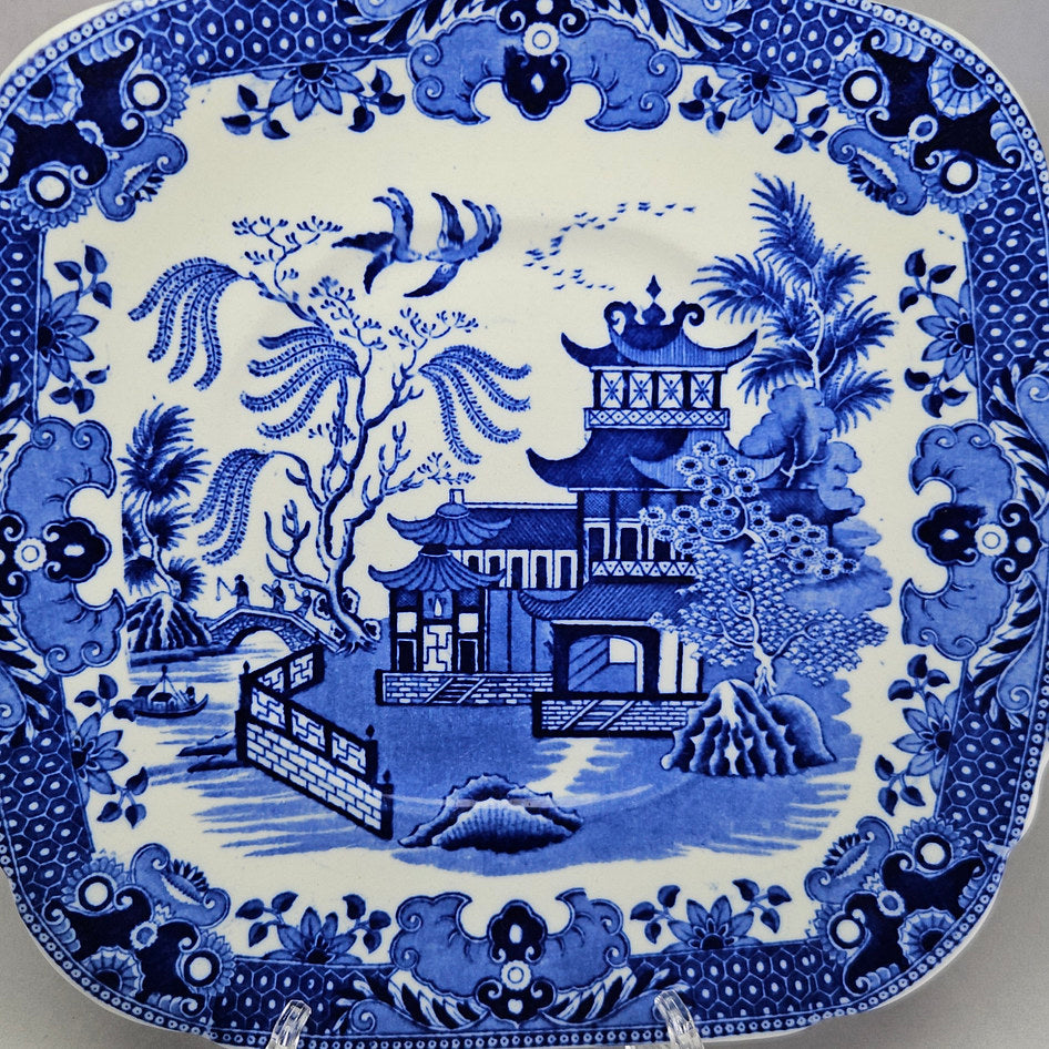 Burleigh Ware Willow Blue and White Rectangular Handled Serving Tray