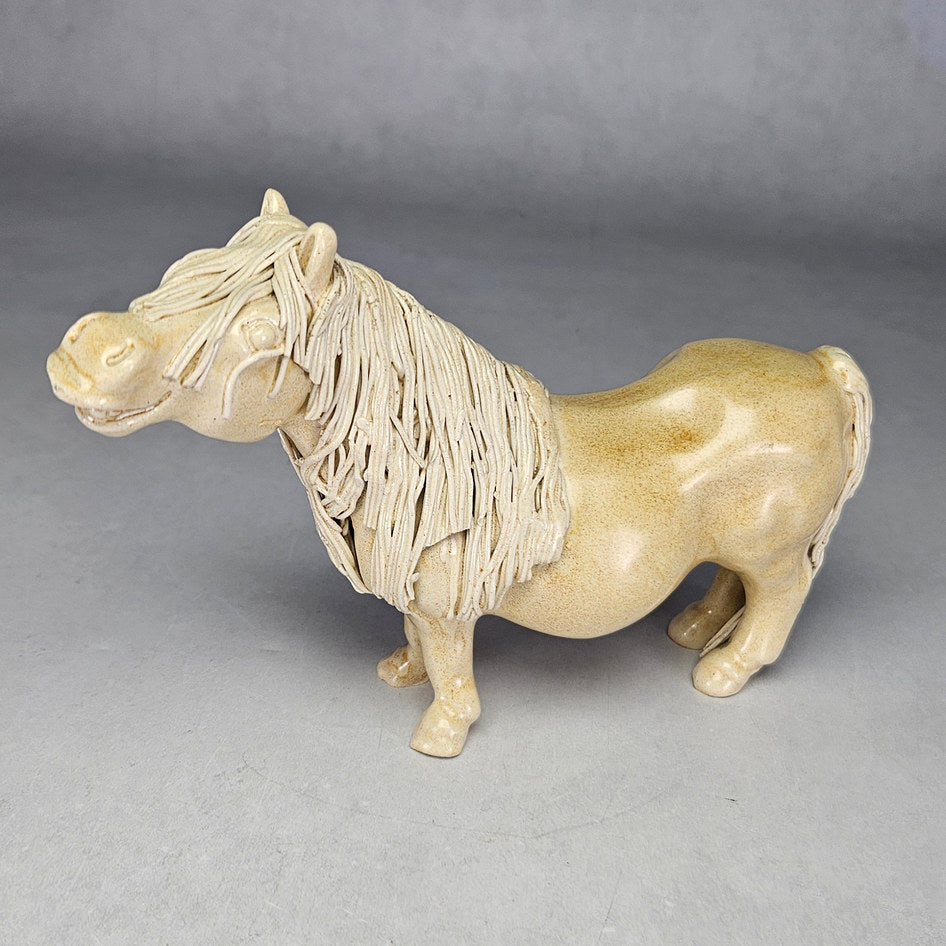 Tan Cheval Ceramics speckled standing pony with cream mane