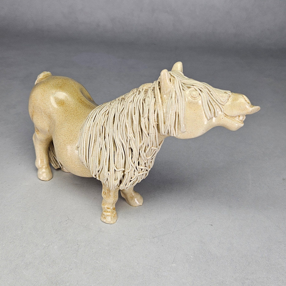 Tan Cheval Ceramics speckled standing pony with cream mane