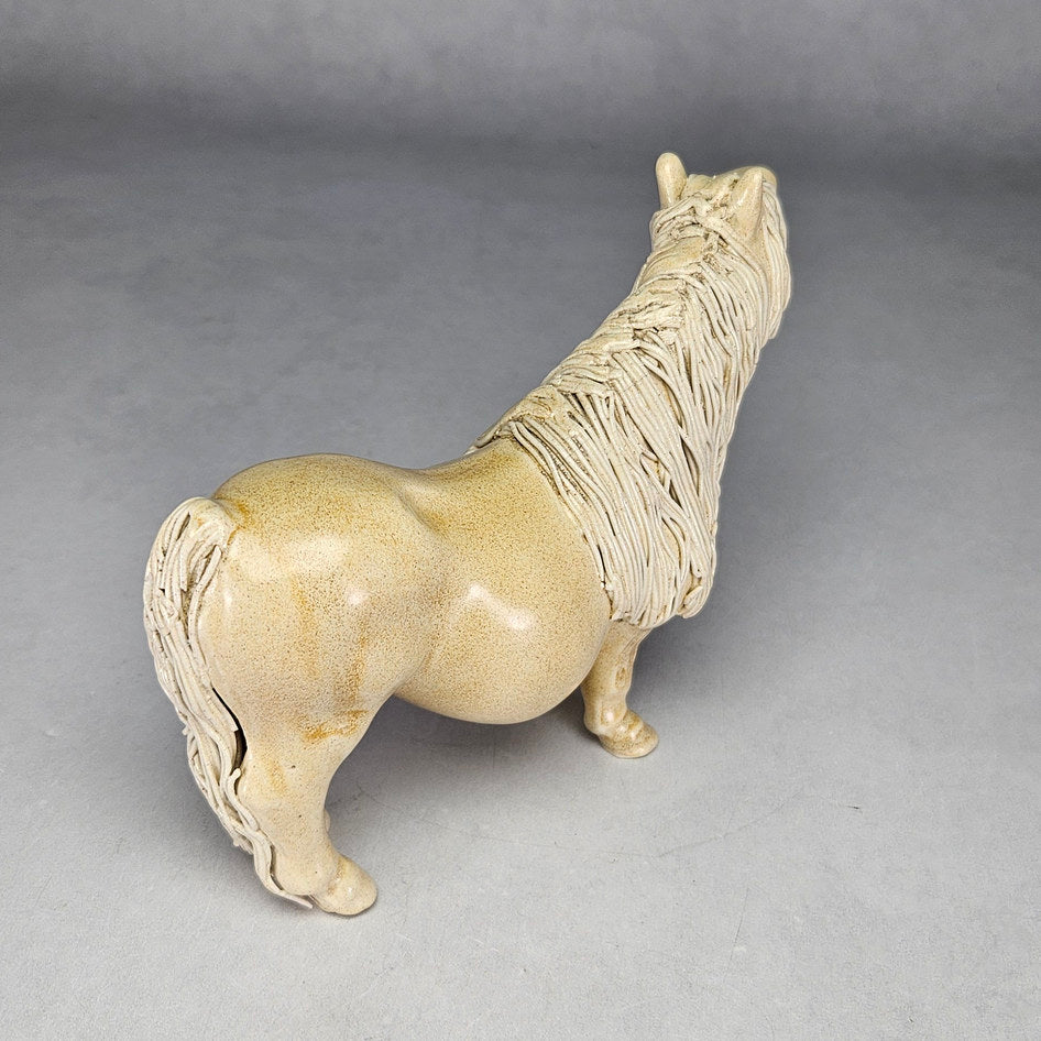 Tan Cheval Ceramics speckled standing pony with cream mane