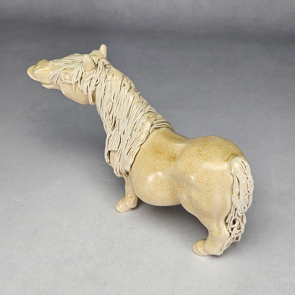 Tan Cheval Ceramics speckled standing pony with cream mane