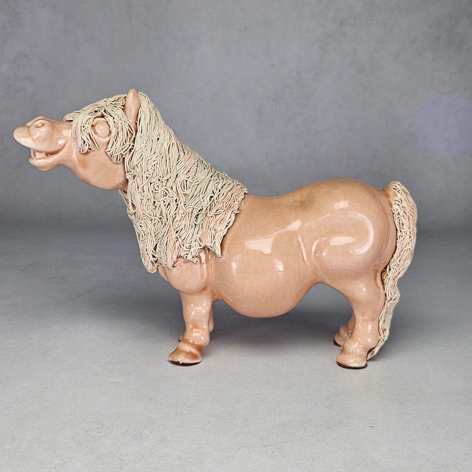 Pink Cheval Ceramics standing comical pony with cream mane