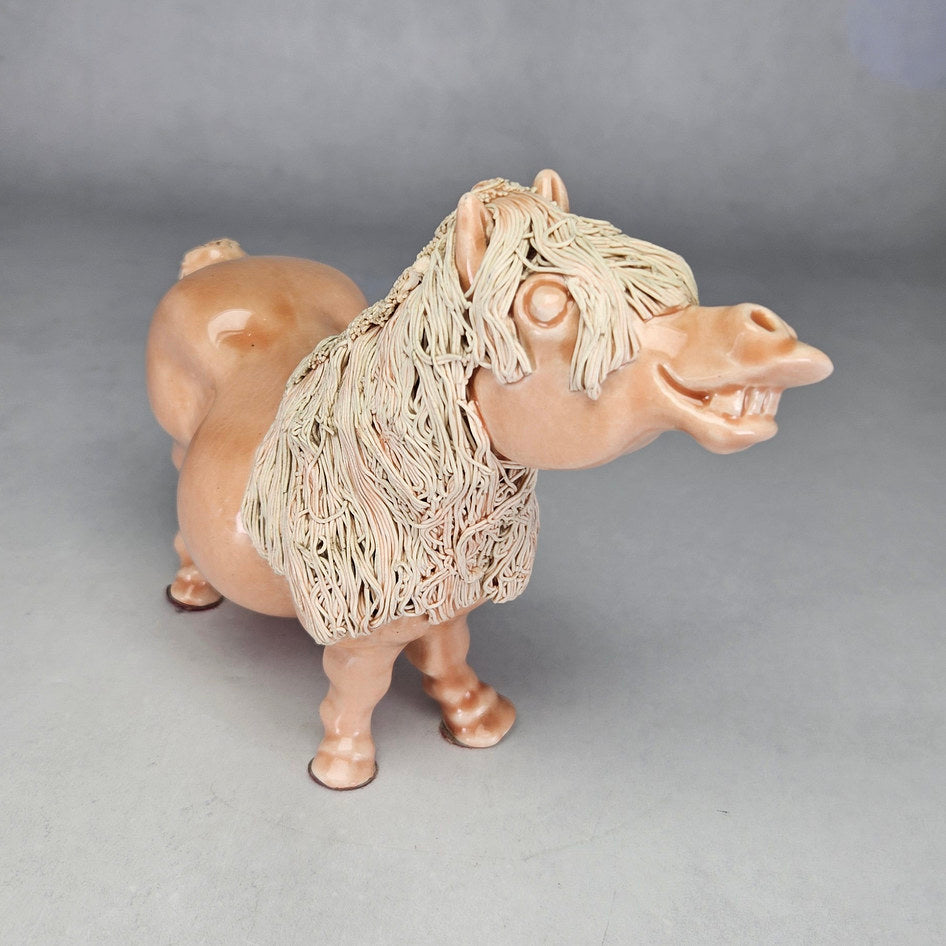 Pink Cheval Ceramics standing comical pony with cream mane