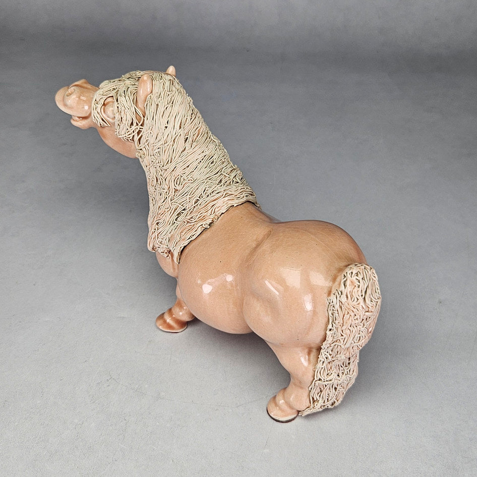 Pink Cheval Ceramics standing comical pony with cream mane