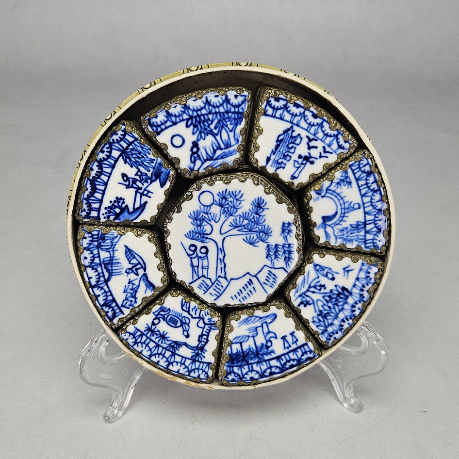 Chinese Chinoiserie Blue Willow Shard Box Set of 9