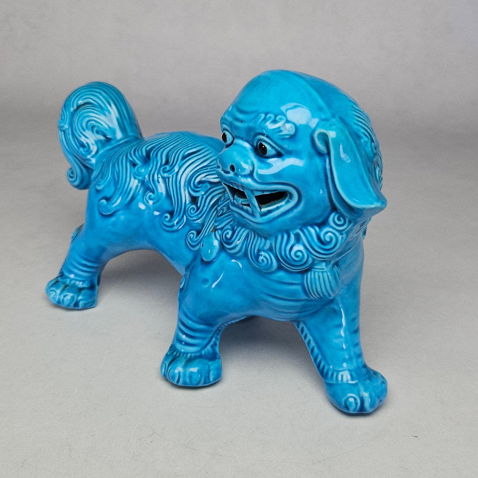 Chinese Turquoise Glazed Porcelain Foo Dog Statue