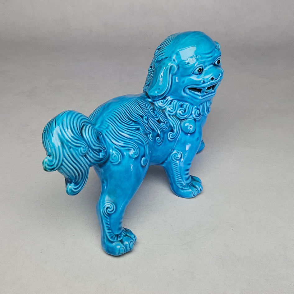 Chinese Turquoise Glazed Porcelain Foo Dog Statue
