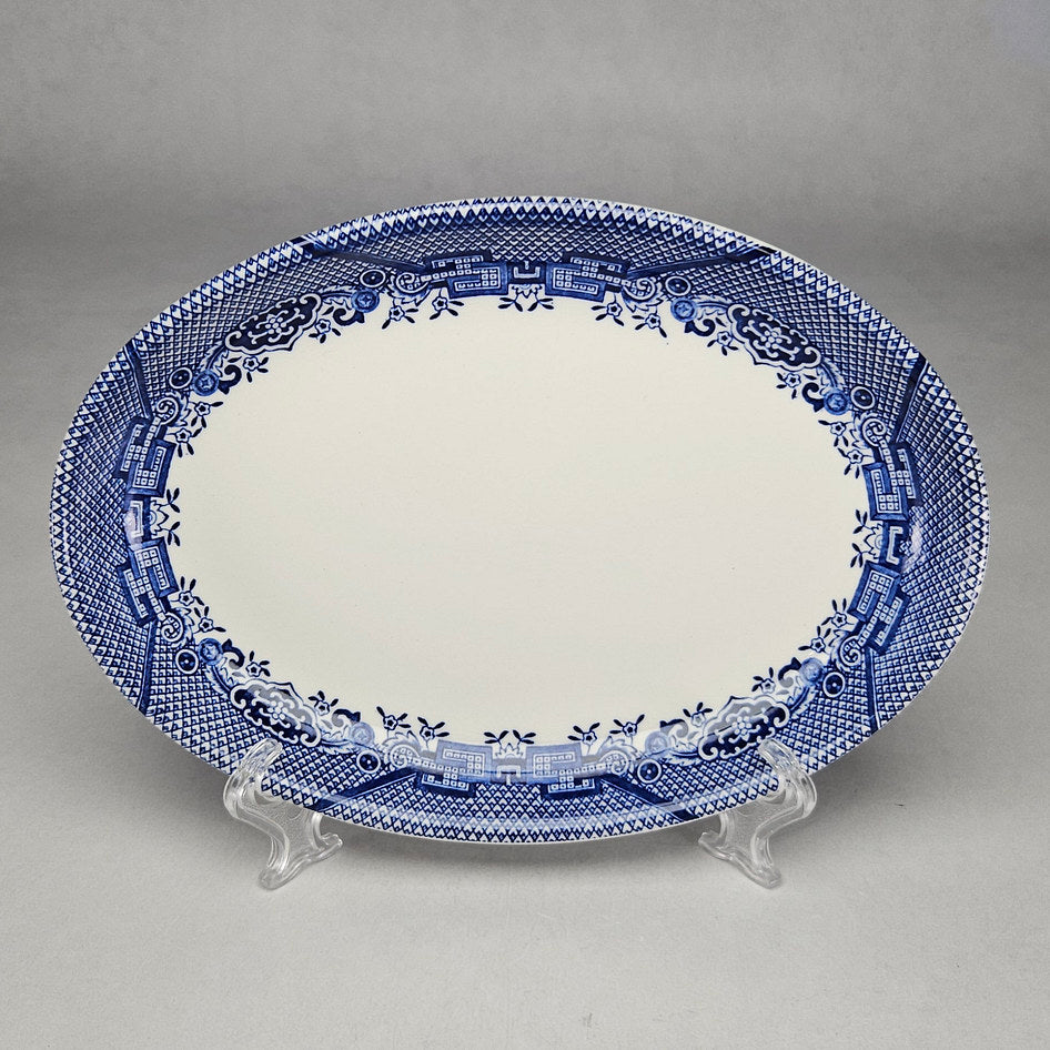 Churchill Blue and White English Oval Serving Bowl