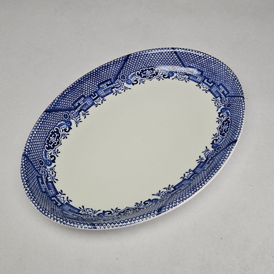 Churchill Blue and White English Oval Serving Bowl