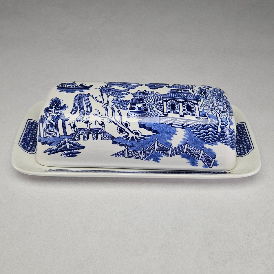 Churchill Blue Willow English Covered Butter Dish