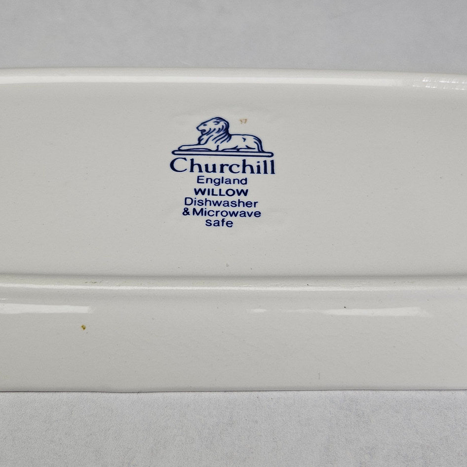 Churchill Blue Willow English Covered Butter Dish