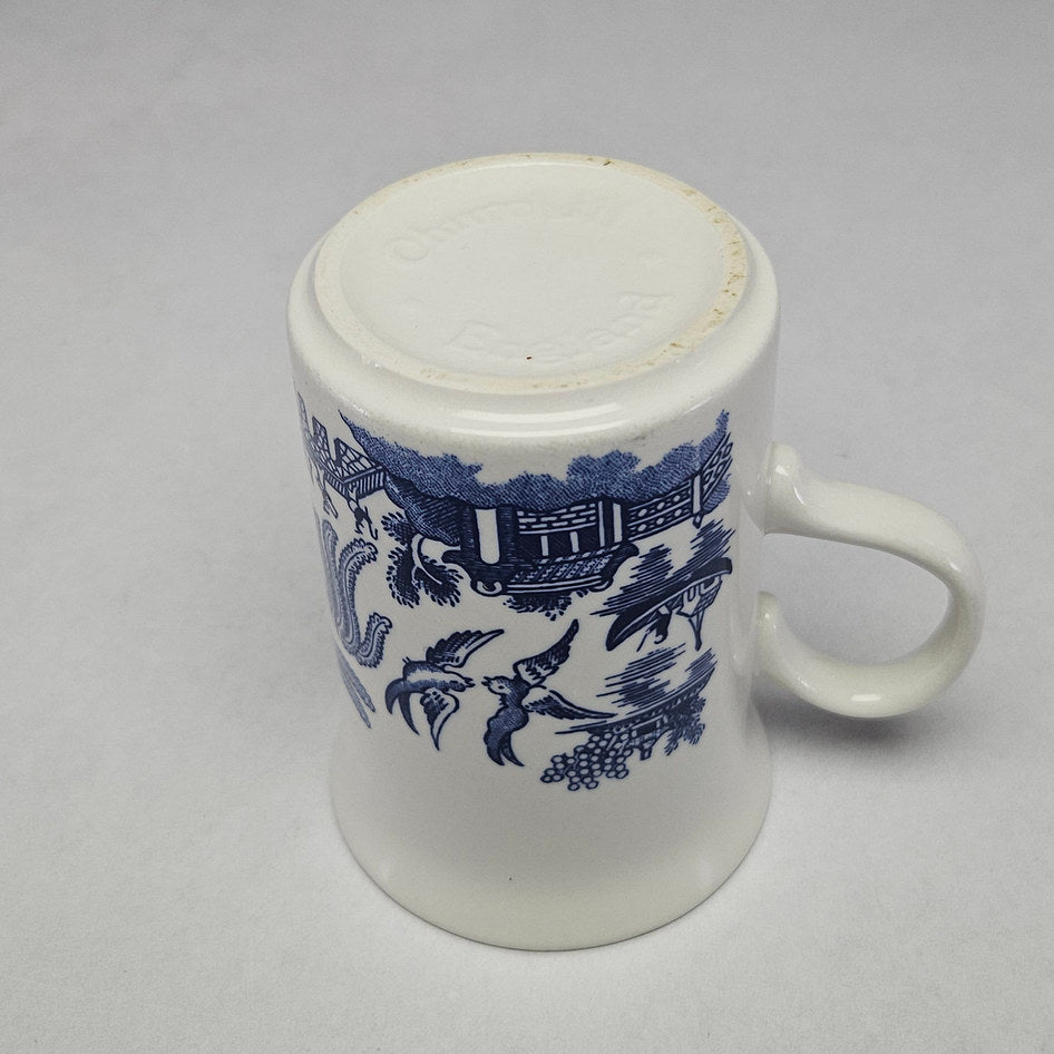 Churchill Blue Willow Tall Ceramic Tea Mug with Rounded Handle