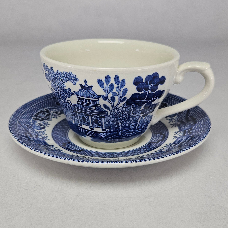 Churchill Blue Willow Ceramic Tea Cup and Saucer