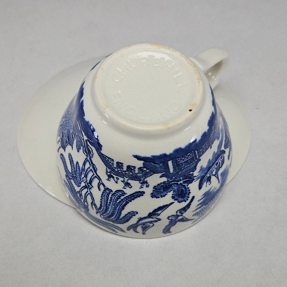 Churchill Blue Willow Ceramic Tea Cup and Saucer