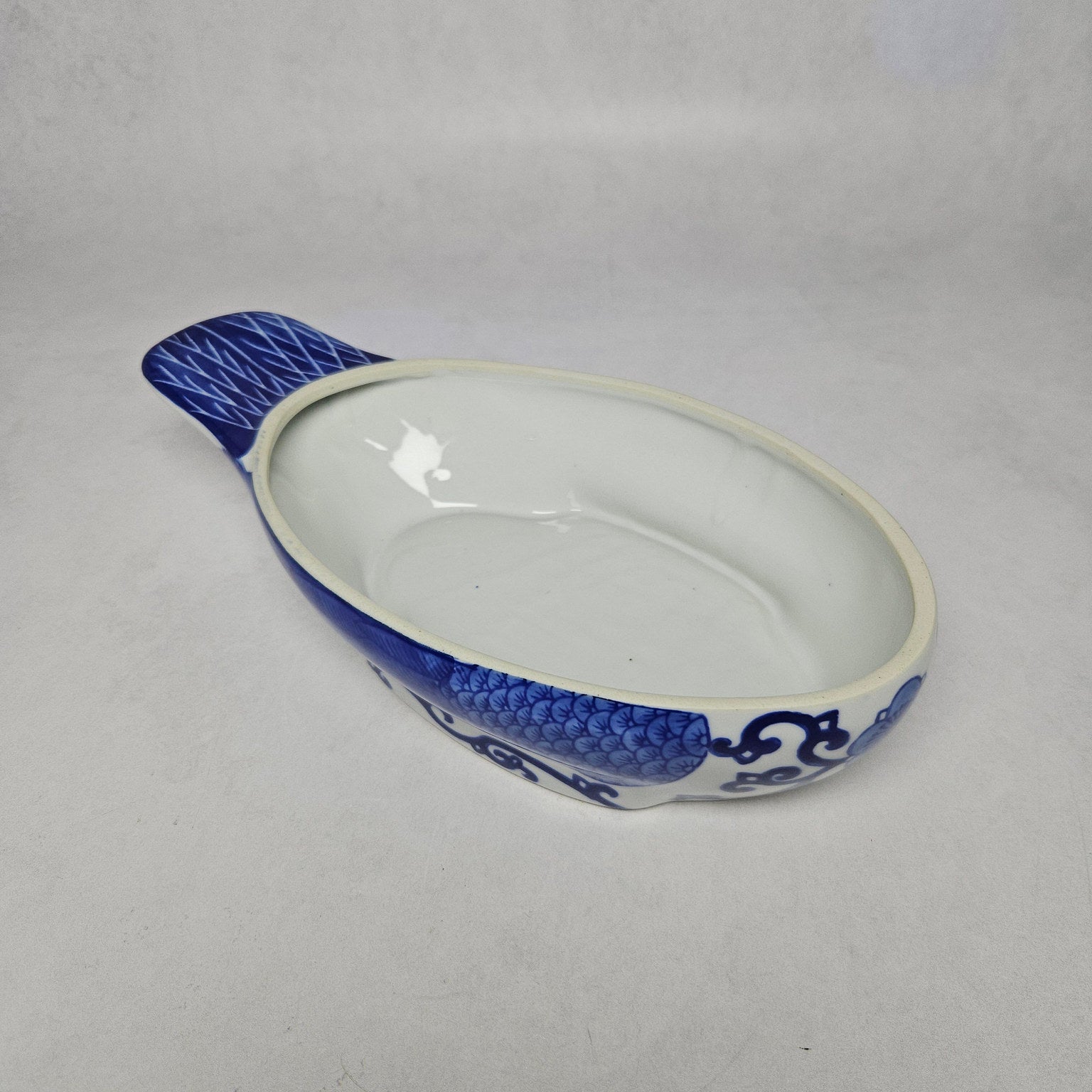 Cobalt Blue and White Ceramic Duck-Shaped Lidded Tureen