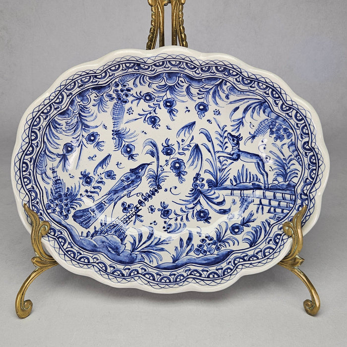 Conimbriga Hand-Painted Coimbra-Style Ceramic Bowl in Blue and White Pattern, view 1