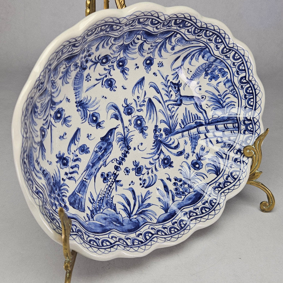 Conimbriga Hand-Painted Coimbra-Style Ceramic Bowl in Blue and White Pattern