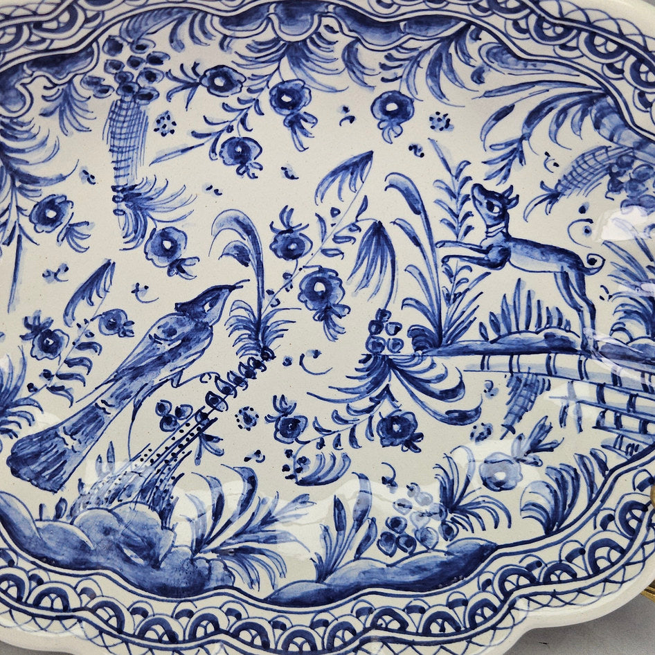 Conimbriga Hand-Painted Coimbra-Style Ceramic Bowl in Blue and White Pattern