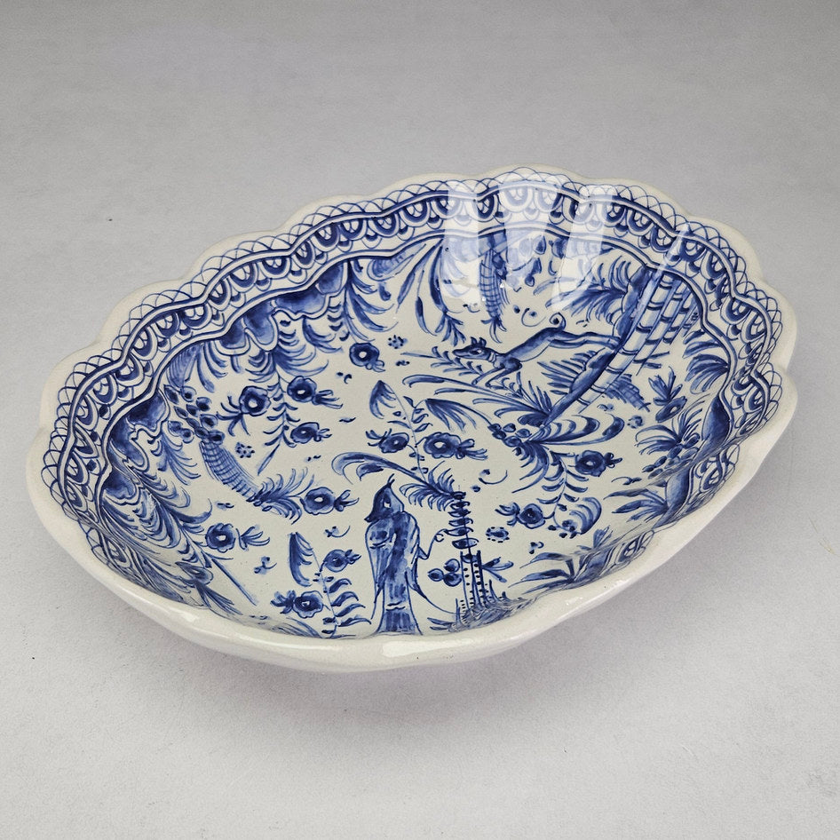 Conimbriga Hand-Painted Coimbra-Style Ceramic Bowl in Blue and White Pattern