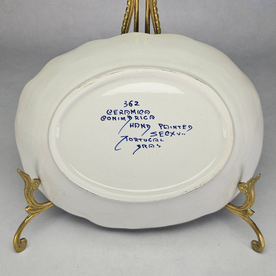 Conimbriga Hand-Painted Coimbra-Style Ceramic Bowl in Blue and White Pattern
