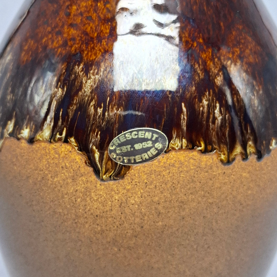 Crescent Potteries Extra Large Brown Drip-Glaze Floor Vase