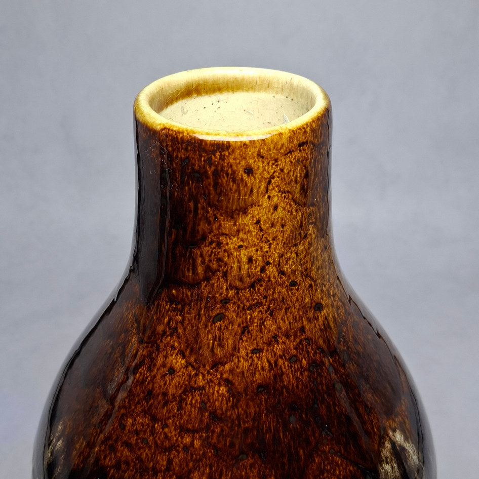 Crescent Potteries Extra Large Brown Drip-Glaze Floor Vase