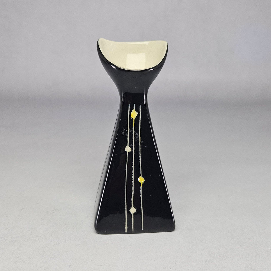Crescent Pottery Hand Decorated Black Geometric Bud Vase