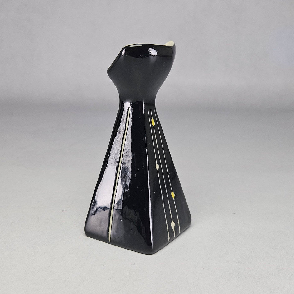Crescent Pottery Hand Decorated Black Geometric Bud Vase