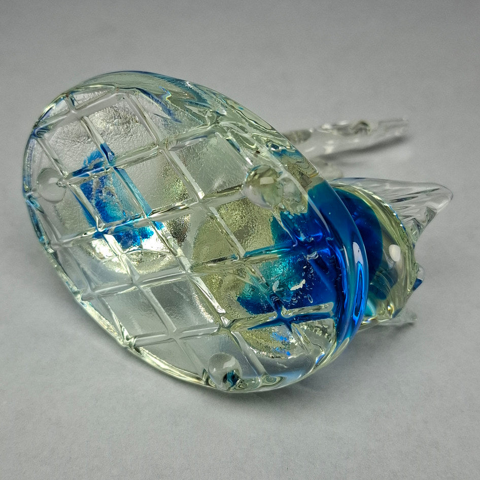 Decorative Blue and Clear Glass Swan Sculpture