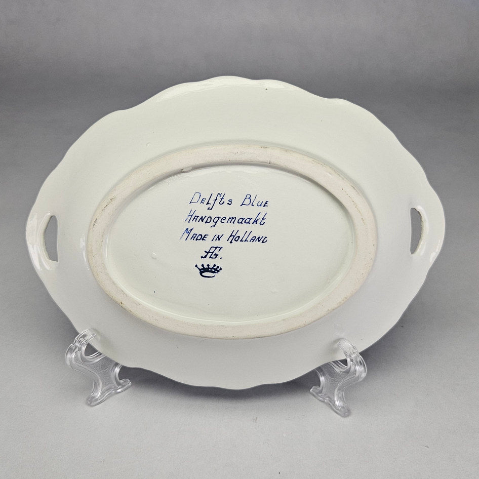 Delft Blue Hand-Painted Windmill Serving Dish