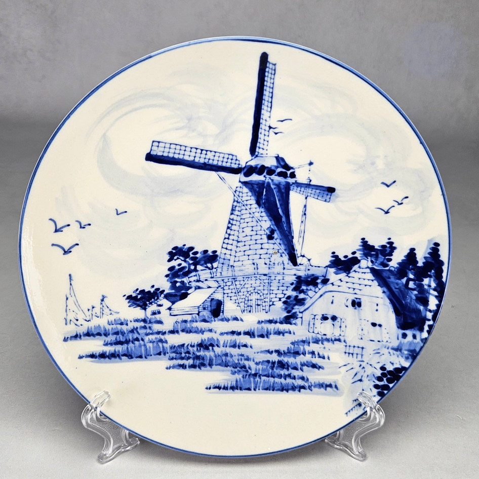 Delft Blue Windmill Landscape Wall Plate, product view 2