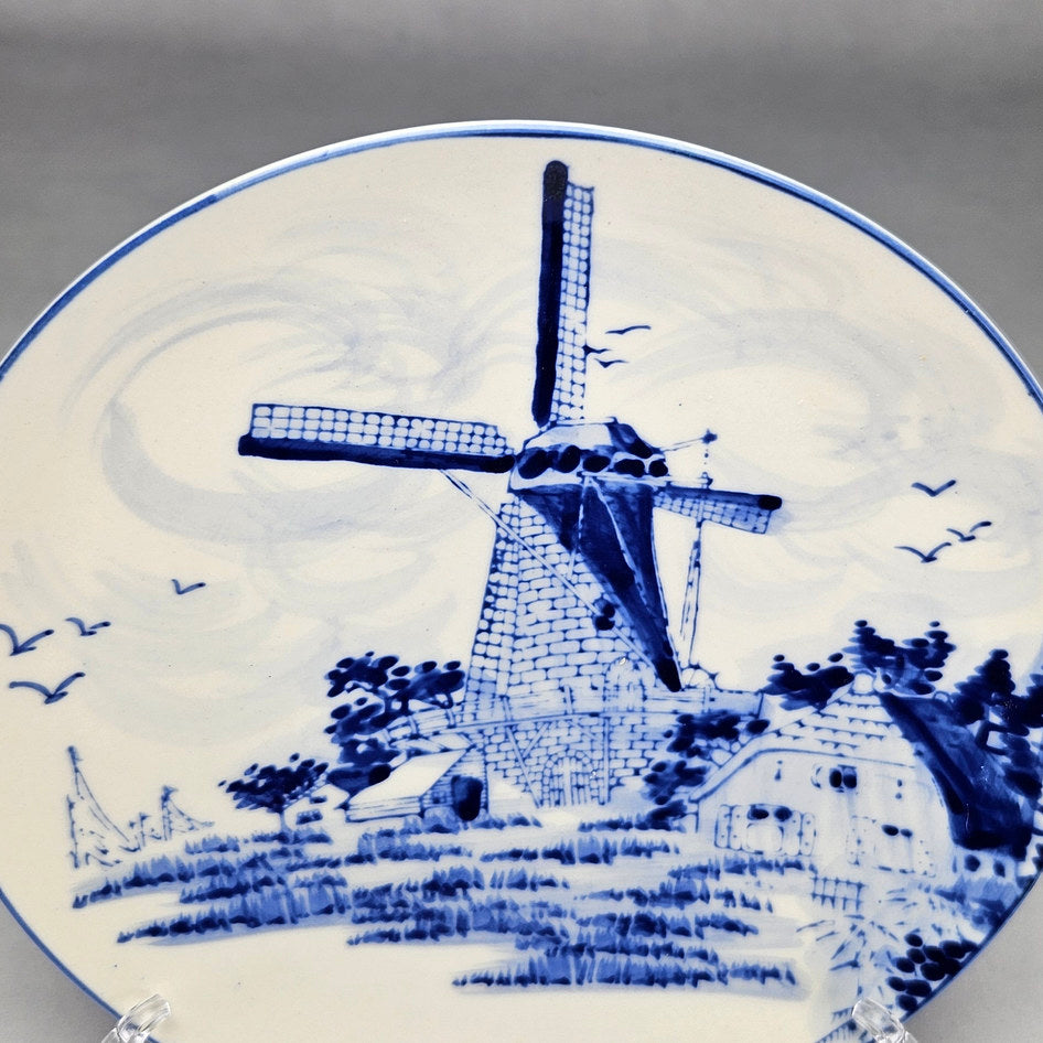 Delft Blue Windmill Landscape Wall Plate, product view 3