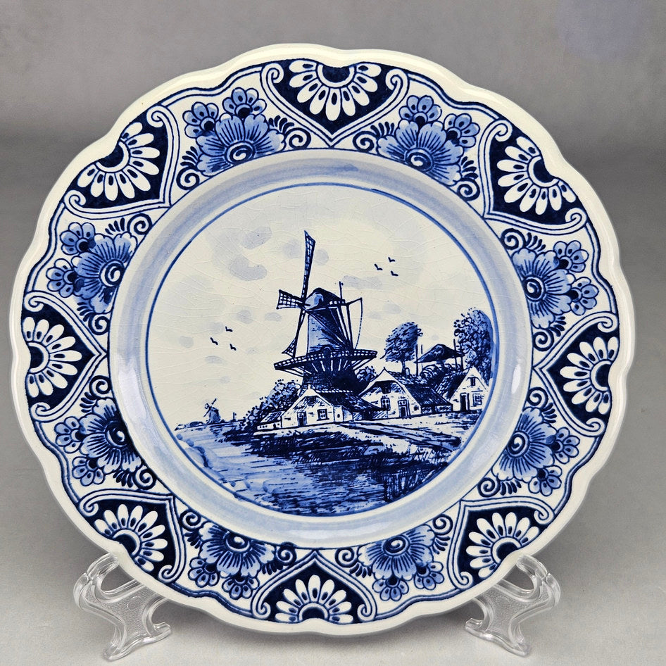 Delft Blue Windmill Scalloped Wall Plate, product view 2