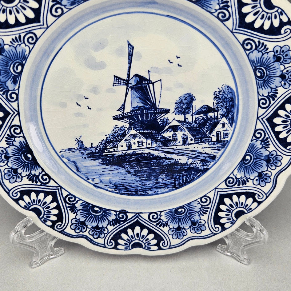 Delft Blue Windmill Scalloped Wall Plate, product view 4