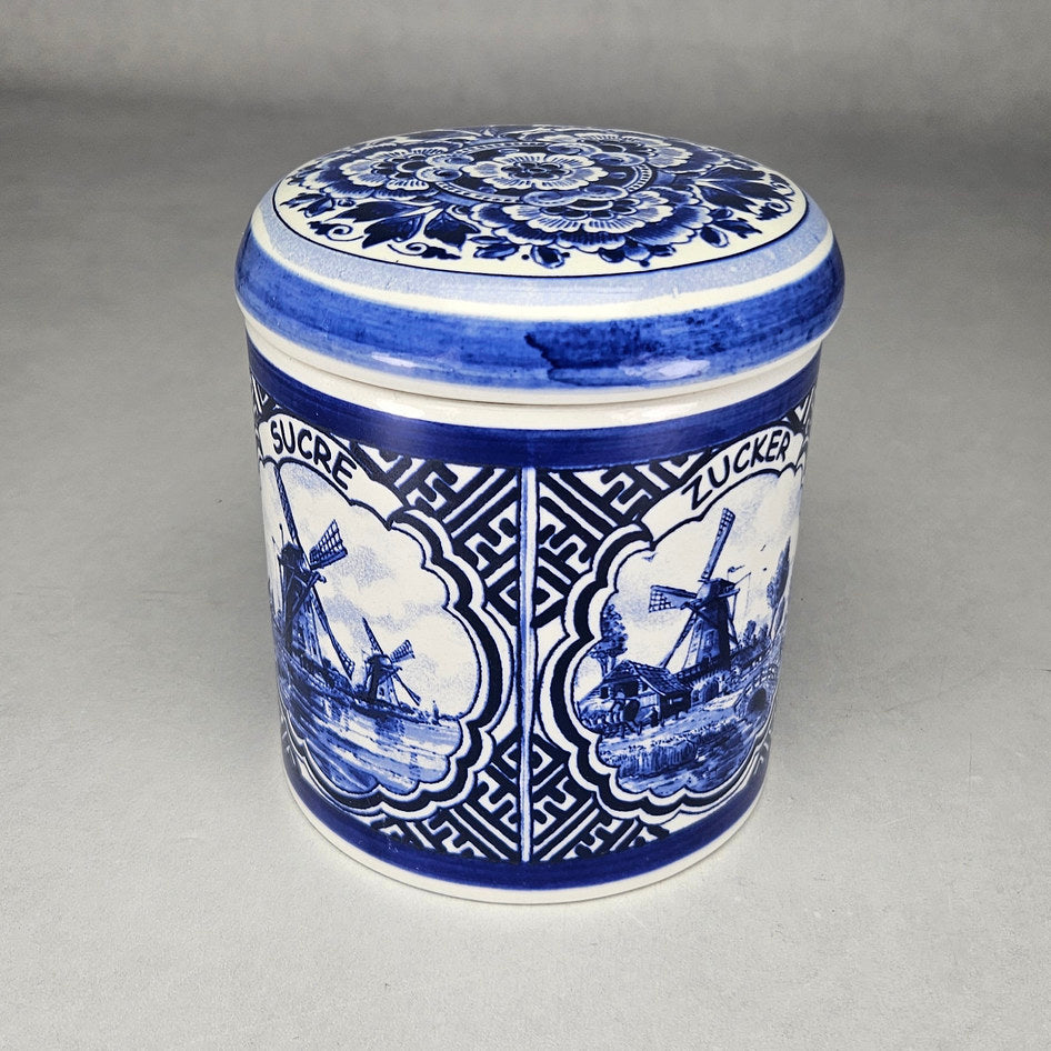 Hand-Painted Delfts Blauw Sugar Canister with Lid, product view 2