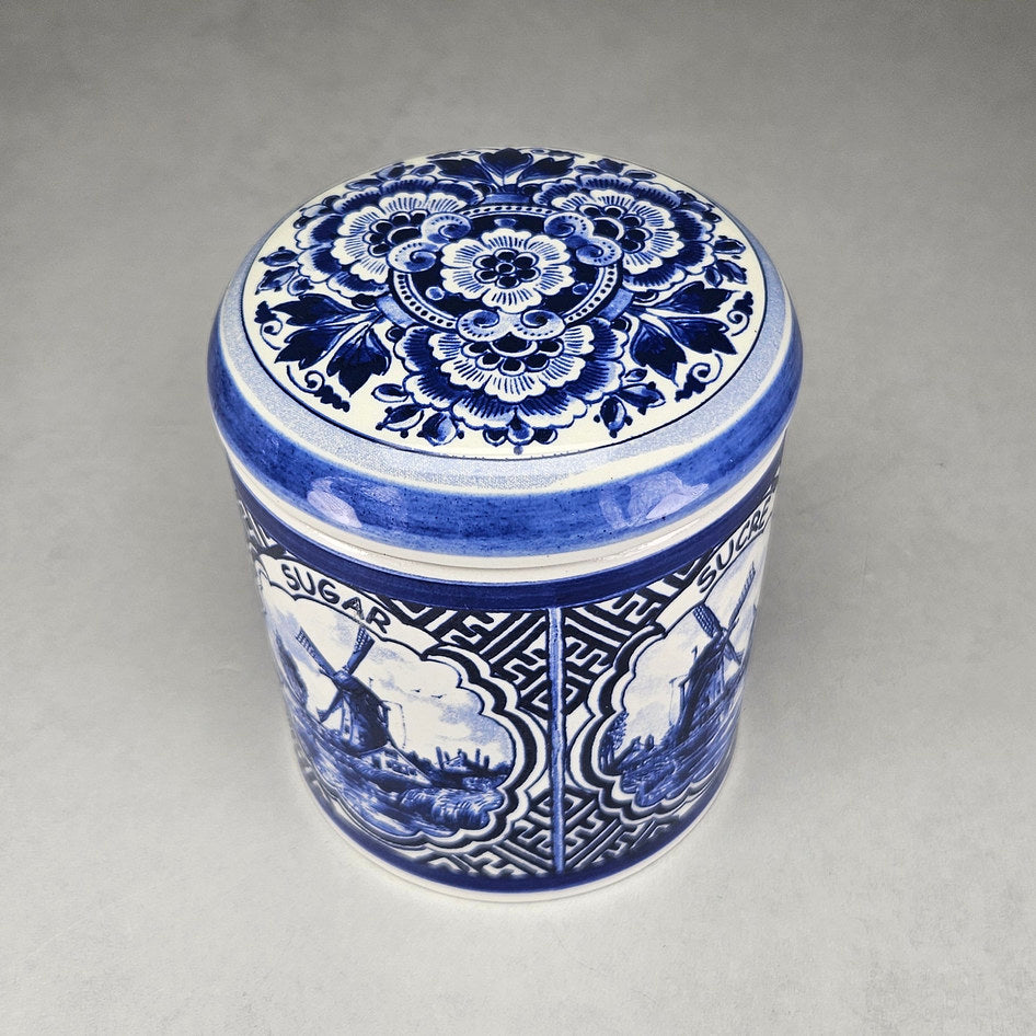 Hand-Painted Delfts Blauw Sugar Canister with Lid, product view 3