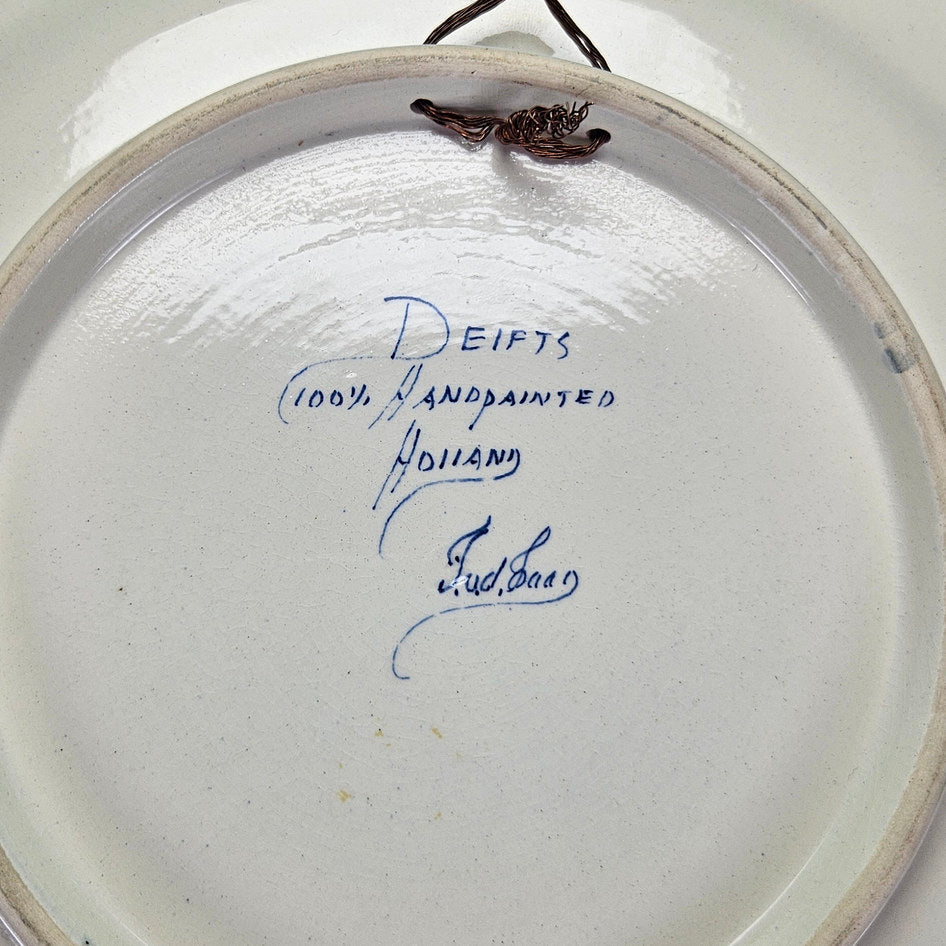 Delfts Blue-and-White Bird and Floral Wall Plate, product view 9