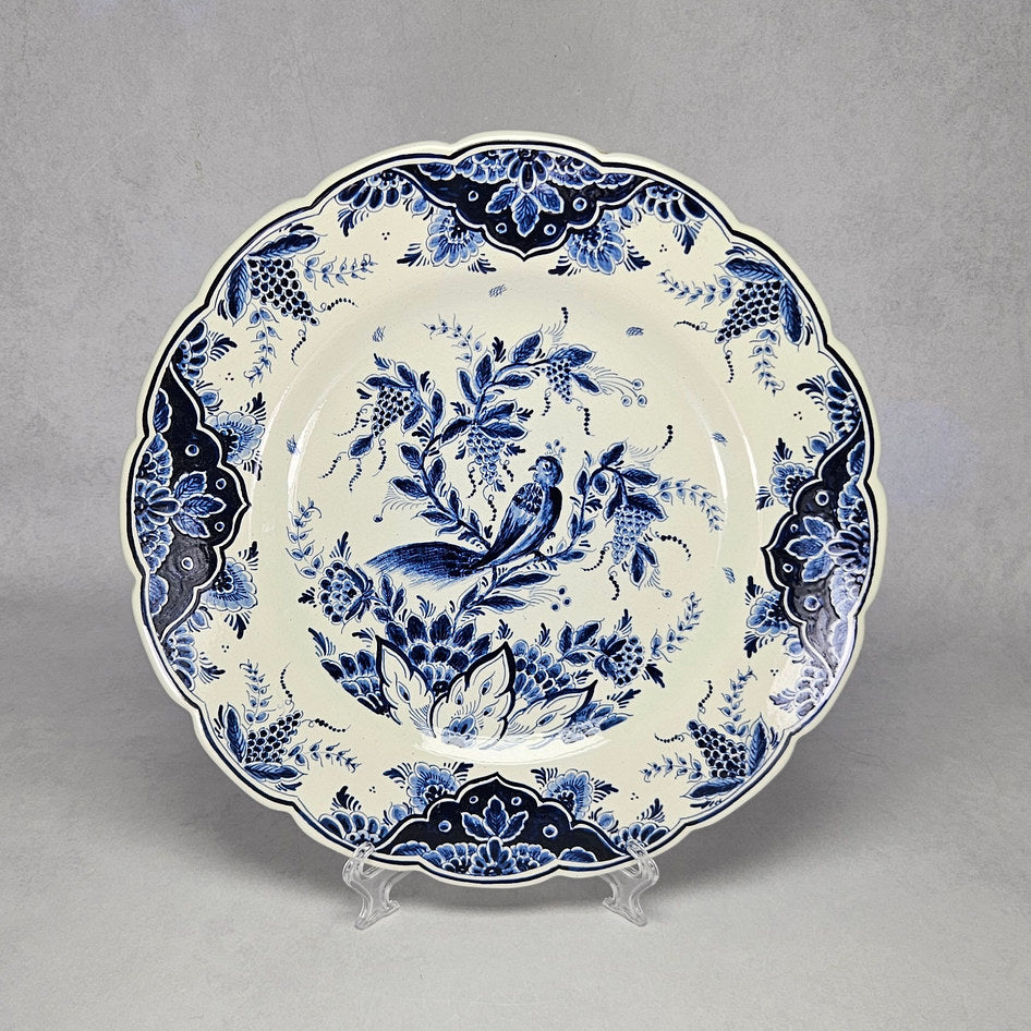 Delfts Blue-and-White Bird and Floral Wall Plate, product view 1