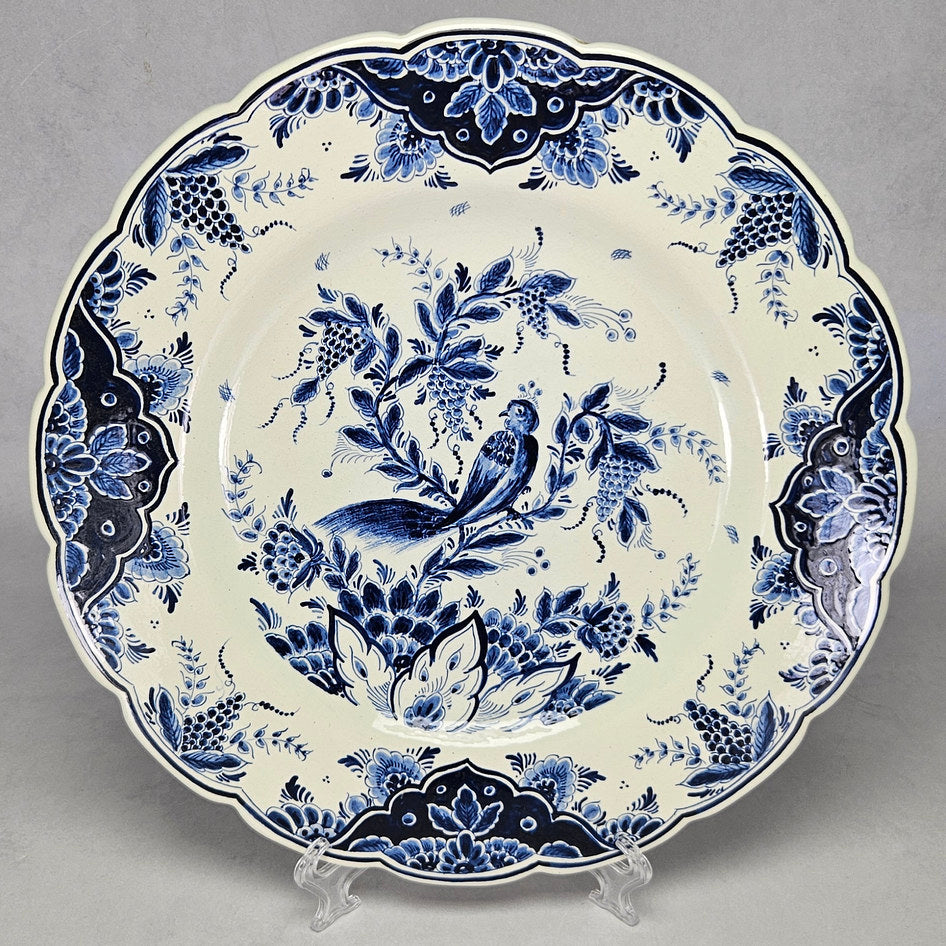 Delfts Blue-and-White Bird and Floral Wall Plate, product view 2