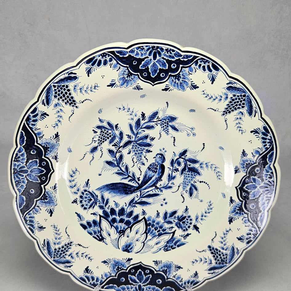 Delfts Blue-and-White Bird and Floral Wall Plate, product view 3