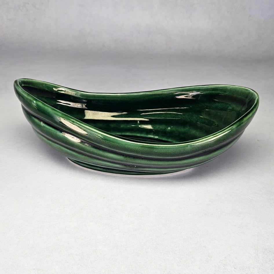Drostdy 241 Green Glazed Boat-Form Planter Vase, view 1
