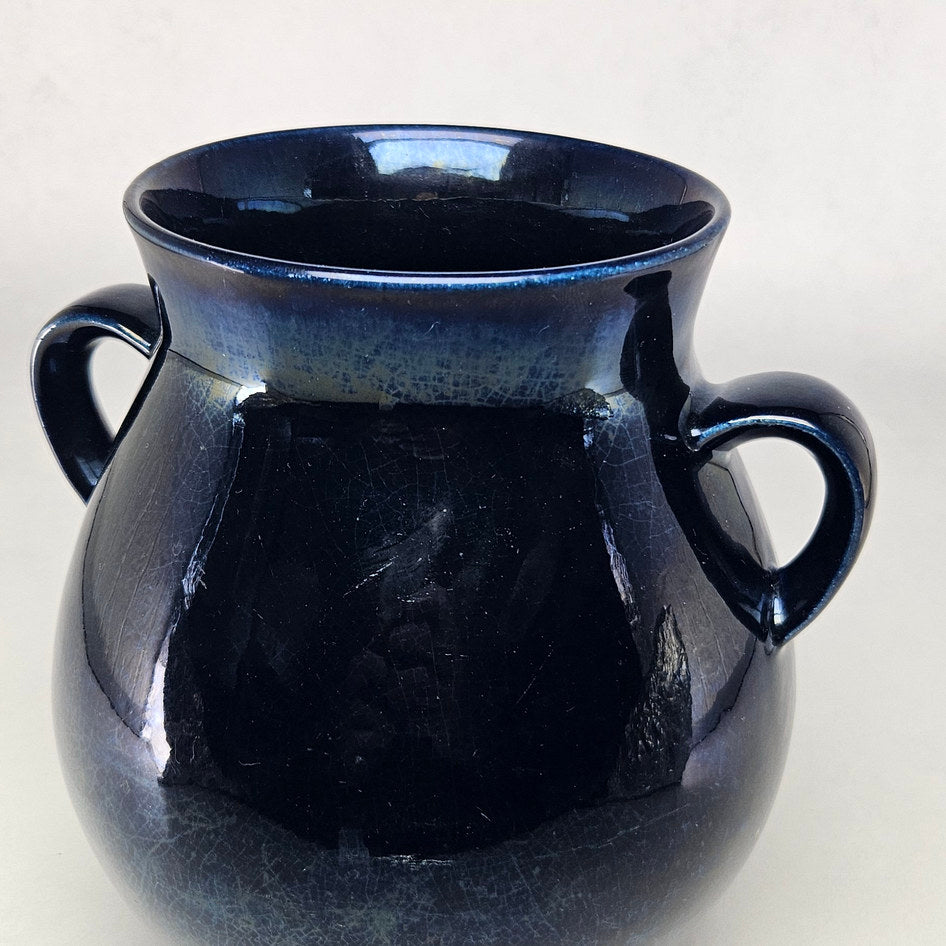 Drostdy 61 Blue Glazed Double-Handled Ceramic Vase, view 3