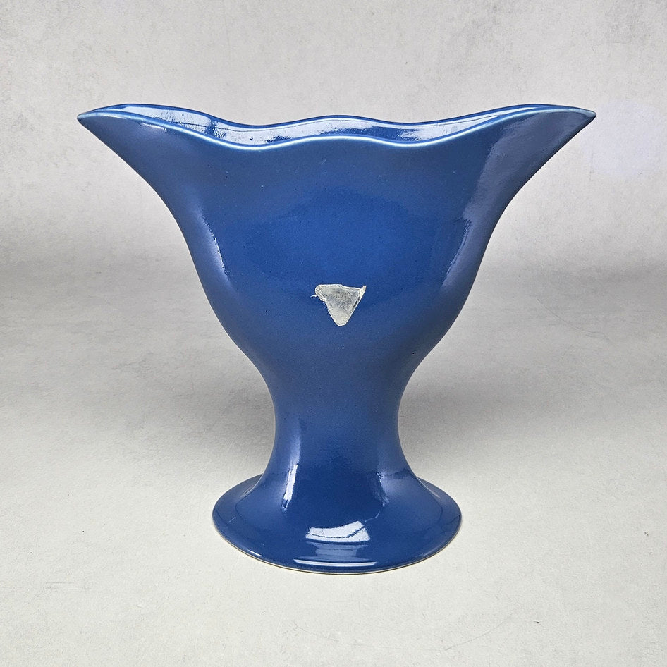 Drostdy Ware Blue Flared Pedestal Ceramic Vase, view 1