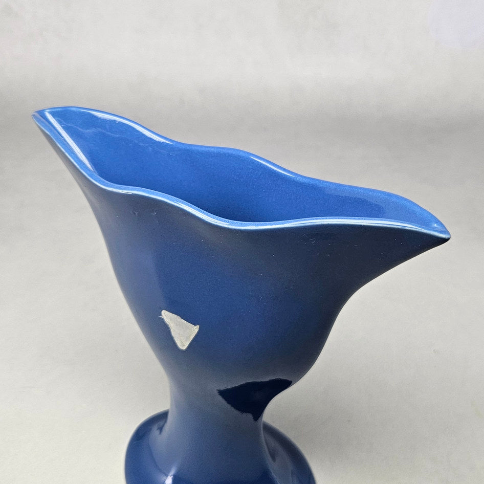 Drostdy Ware Blue Flared Pedestal Ceramic Vase, view 3
