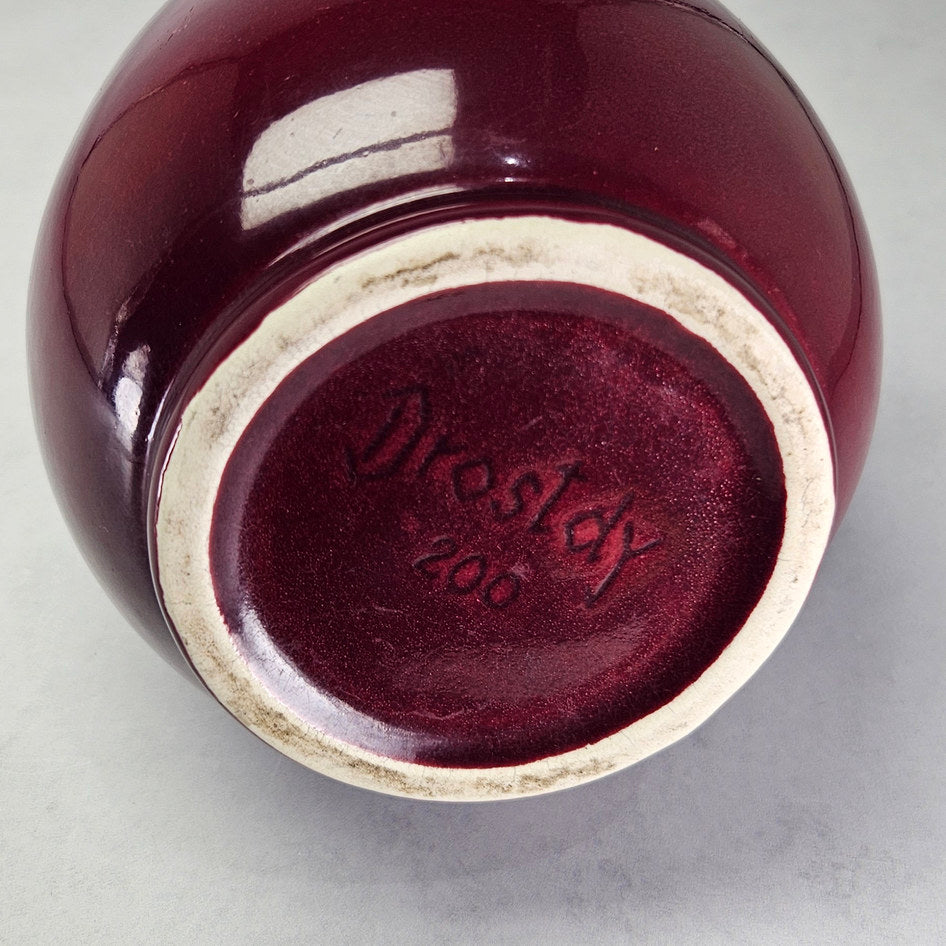 Drostdy Ware burgundy ewer underside showing impressed model marking