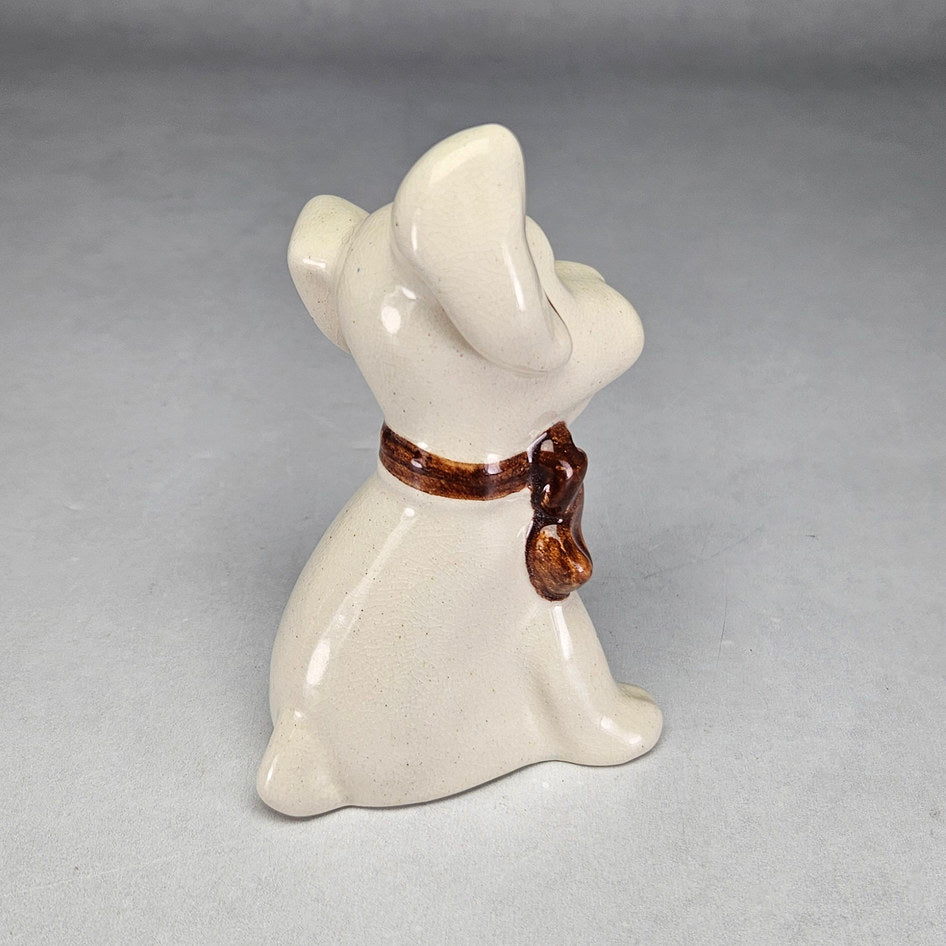 Drostdy Ware Cream Dog with Brown Bow
