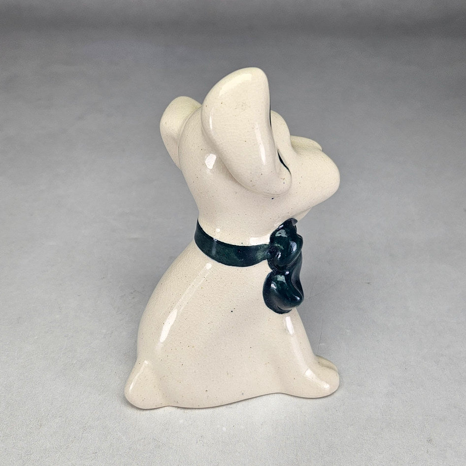 Drostdy Ware Cream Dog with Teal Bow