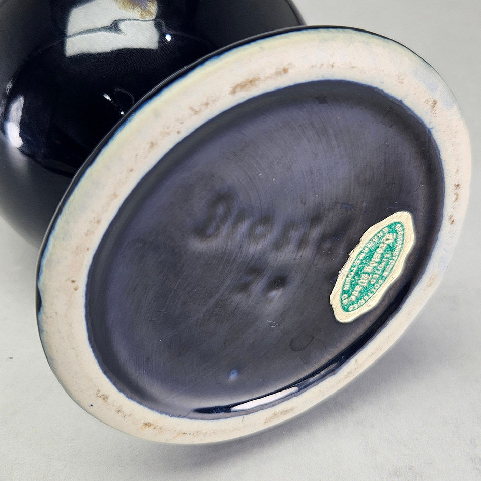 Drostdy Ware cobalt ewer base close-up showing original label