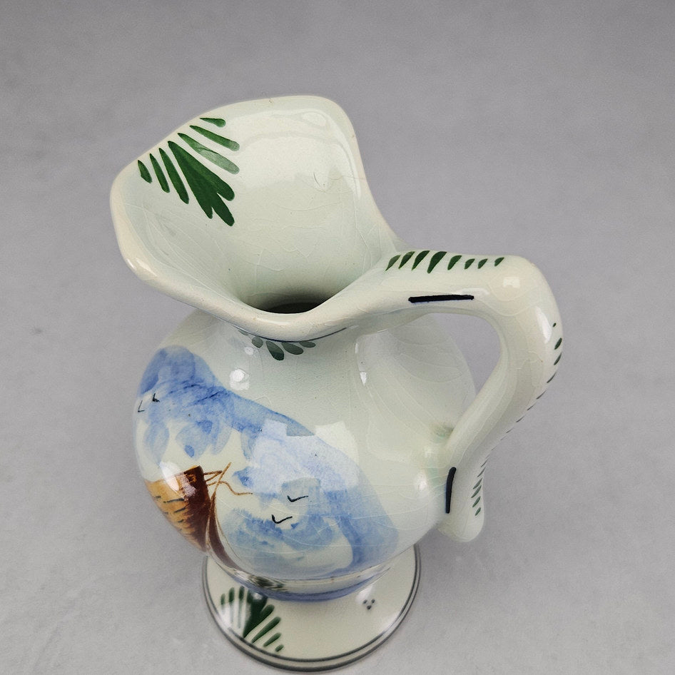 Dutch Delft-Style Coloured Holland Ceramic Sailing Boat Jug